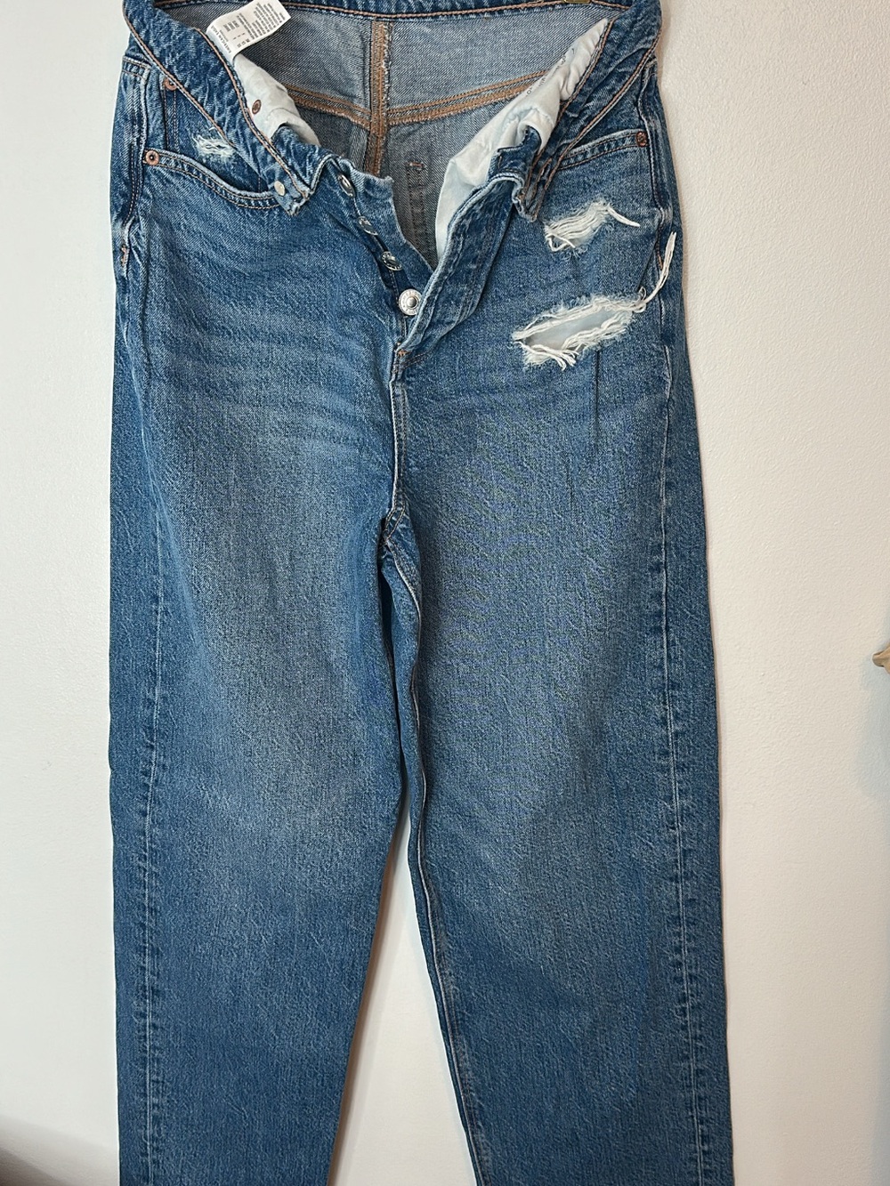 American Eagle Outfitters Distressed Blue Straight Jeans